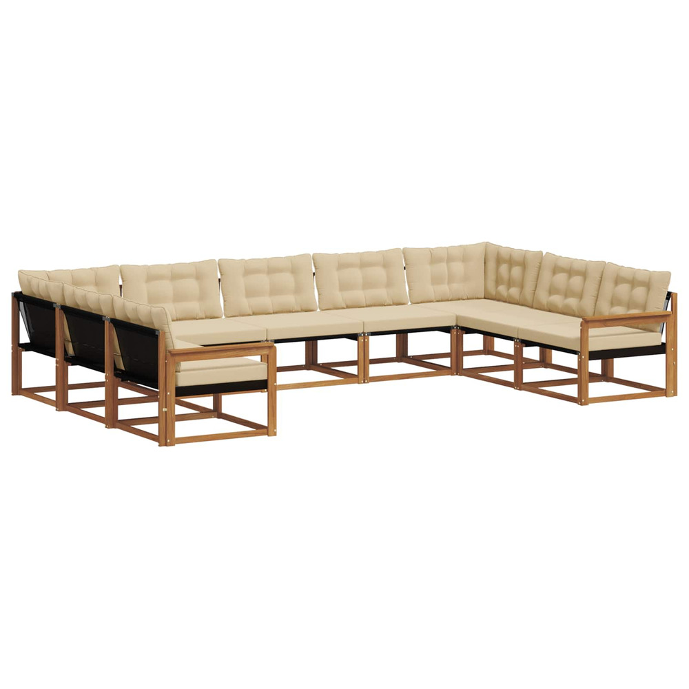 Ensemble de canapés d'extérieur 9 pcs naturel et beige