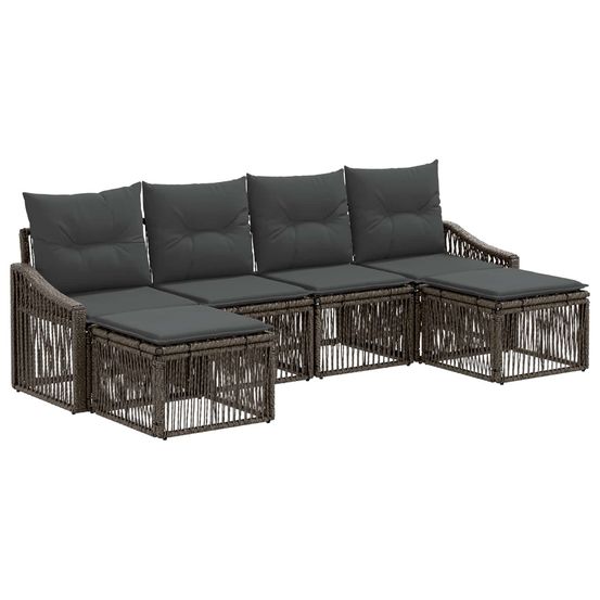 Ensemble de canapé de jardin 6 pc gris polyrotin