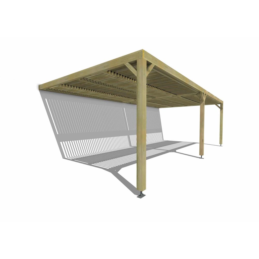 Pergola bois • 8m x 4m • adossée • sens largeur • lames orientables bioclimatiques incluses • livraison comprise