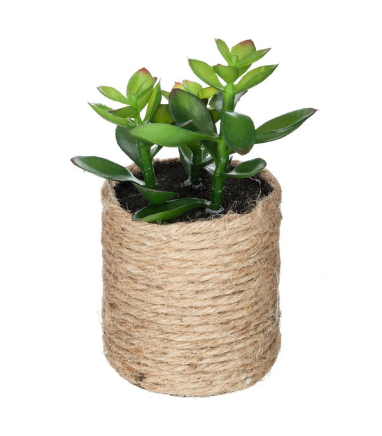 Plante verte artificielle pot en corde