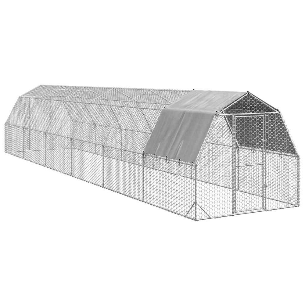 Poulailler avec toit 2,5x12x2,25 m acier galvanisé