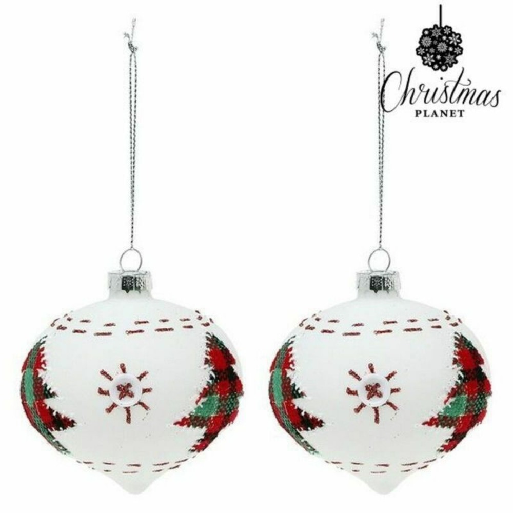 Boules de noël 8 cm (2 uds) verre blanc