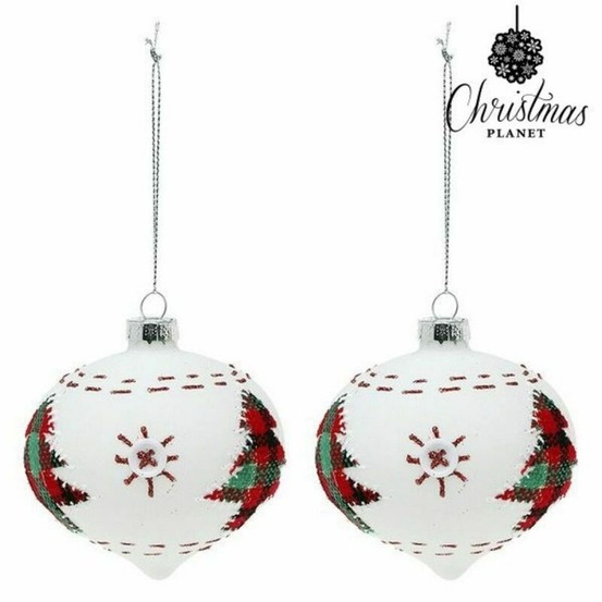 Boules de noël 8 cm (2 uds) verre blanc