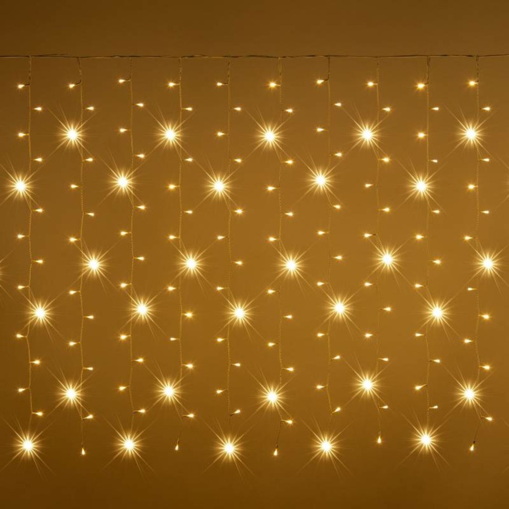 Rideau lumineux scintillant 4,5m x h1,1m 480 miniled multiflash blanc chaud prolongeable 24v lotti