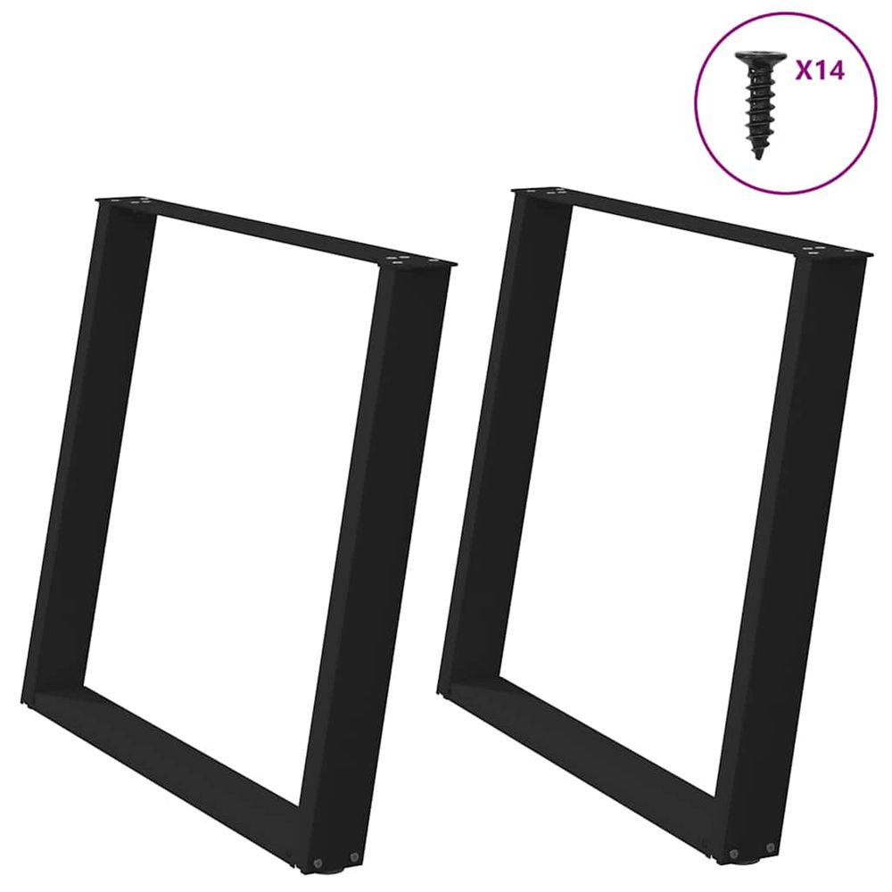 Pieds de table à manger en u 2 pièces noir 100 x (72-73) cm acier