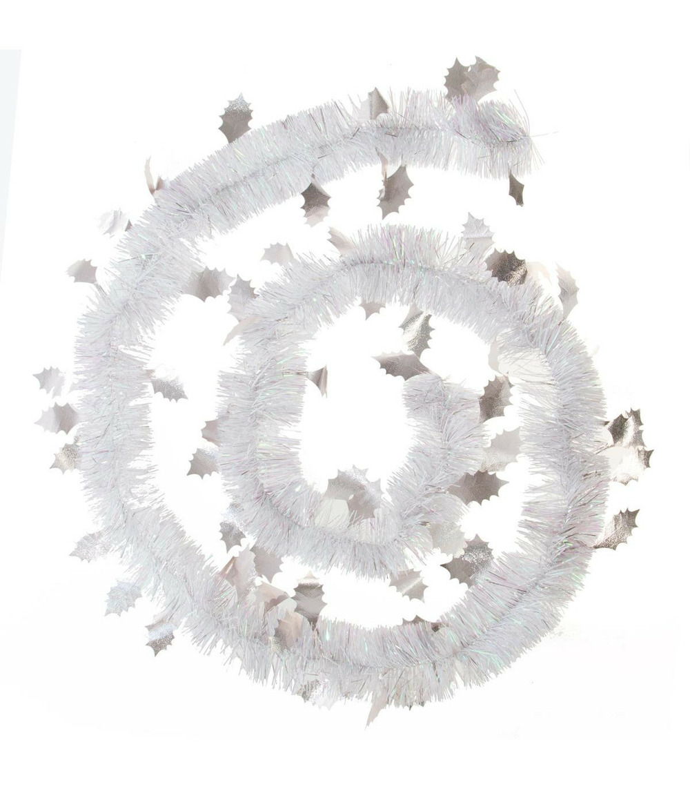 Guirlande de noël large 15 cm déco feuilles de houx longueur 2 mètres