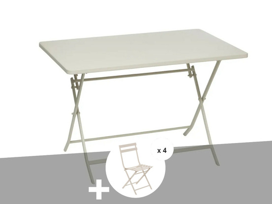 Table de jardin rectangle greensboro 110 x 70 cm argile avec 4 chaises