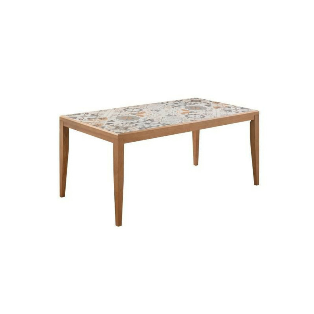 Table de jardin en bois - 162 cm - bois de pin du chili + carrelage céramique mosaique