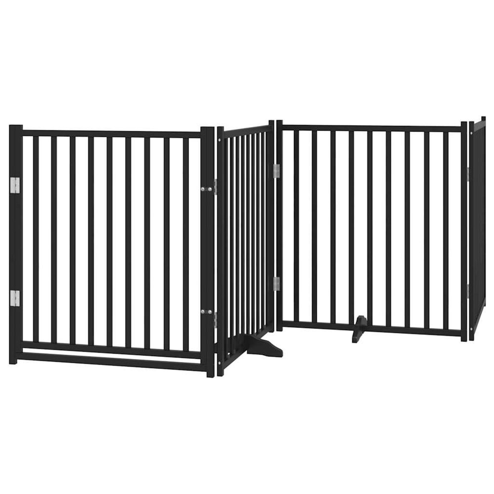 Barrière pour chiens avec porte 4 panneaux bois de sapin massif