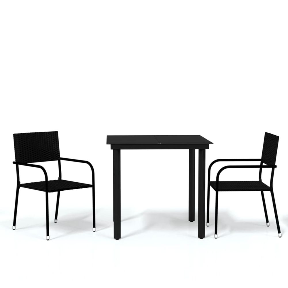 Ensemble à manger de jardin 3 pcs noir