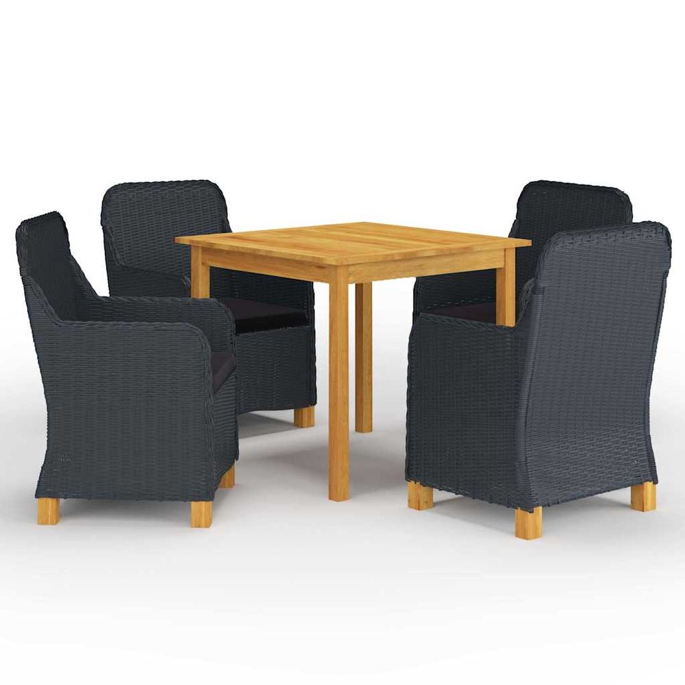 Ensemble à manger de jardin 5 pcs gris foncé