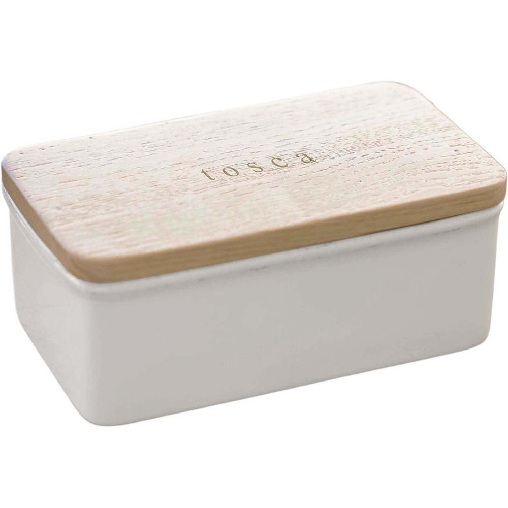 Beurrier en céramique couvercle en bois tosca