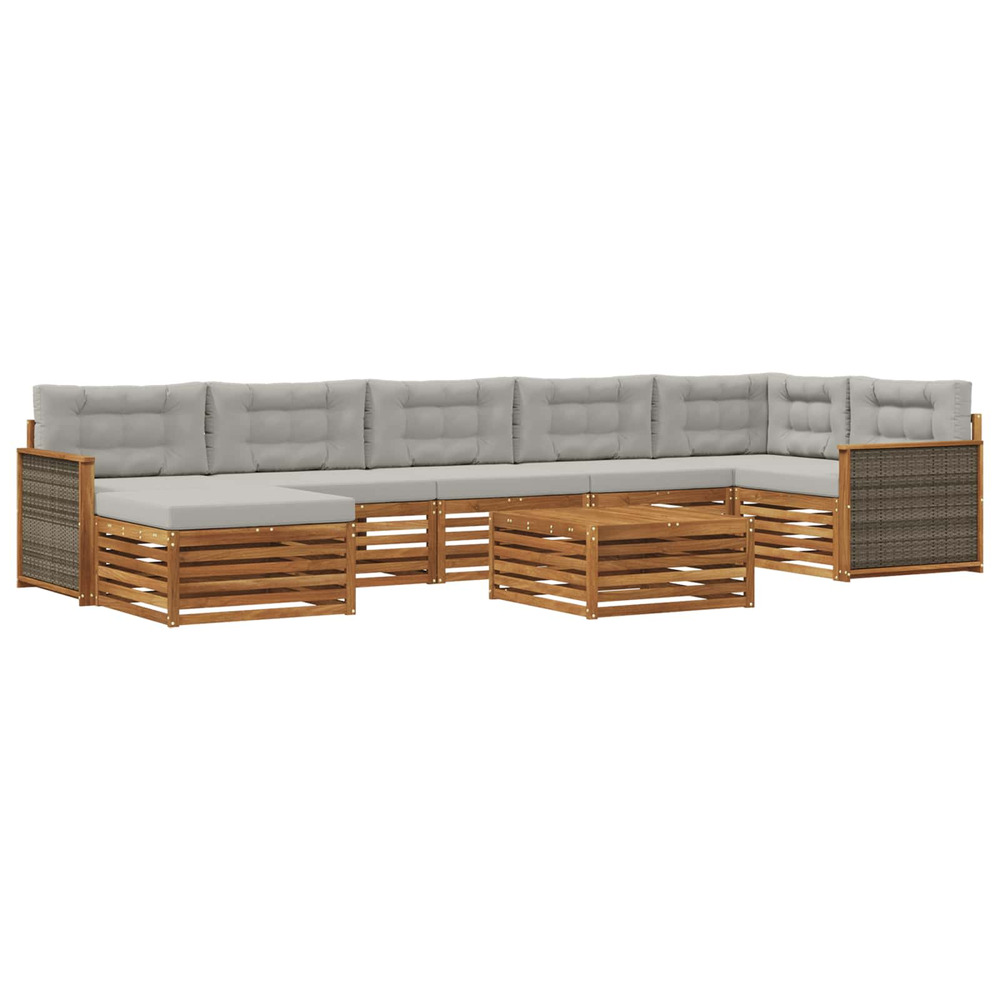 Ensemble de canapés d'extérieur 8 pcs naturel et gris clair