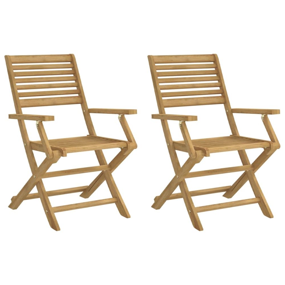 Chaises pliantes (lot de 2) en bois massif d'acacia, dimensions : 54,5 x 61,5 x 86,5 cm
