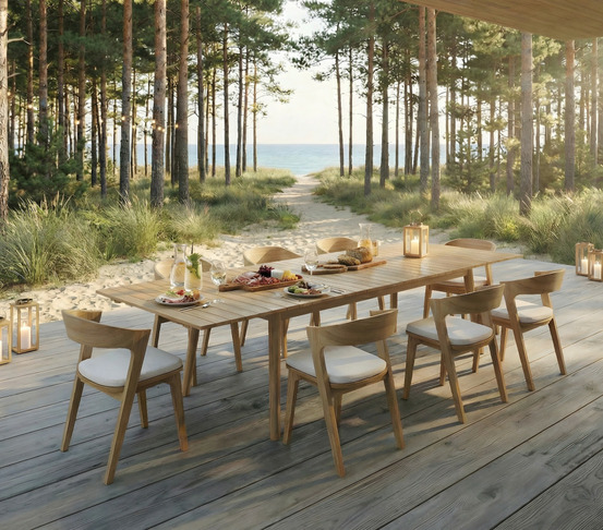 Ensemble table et chaises de jardin - 8 places - teck - tripolinado xl