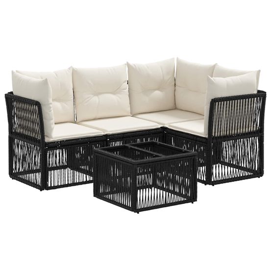 Ensemble de canapé de jardin 5 pc noir polyrotin