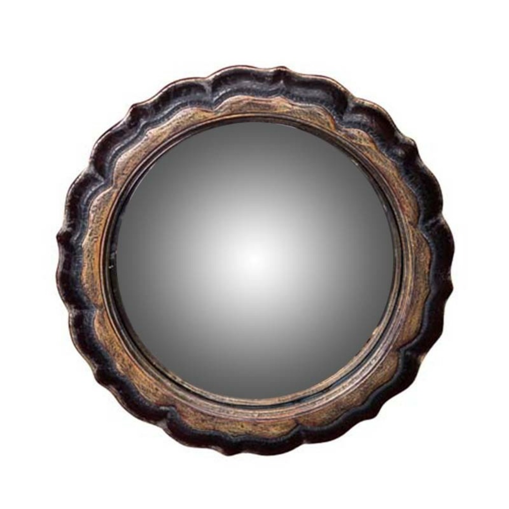 Miroir convexe fleur noir doré 19cm