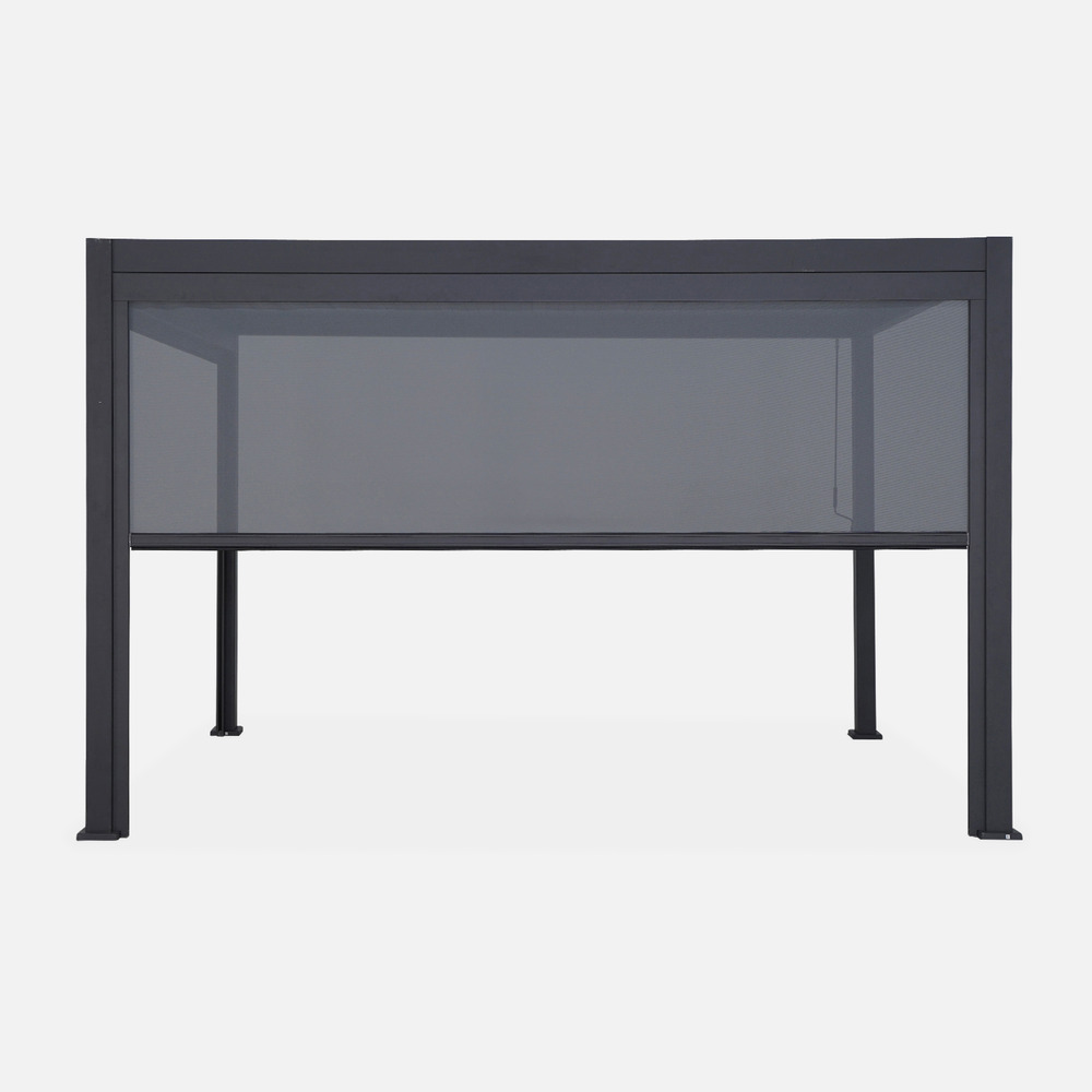 Pergola bioclimatique – triomphe – 4x3m, aluminium, à lames orientables + store 4m