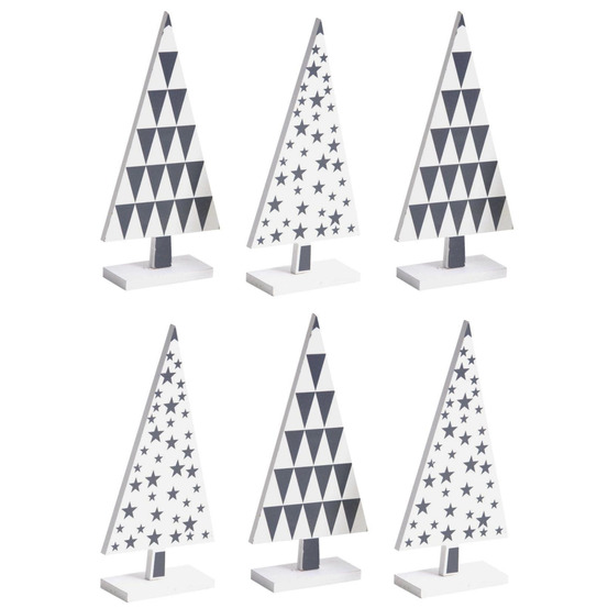 Sapin en bois laqué à motifs lot de 6