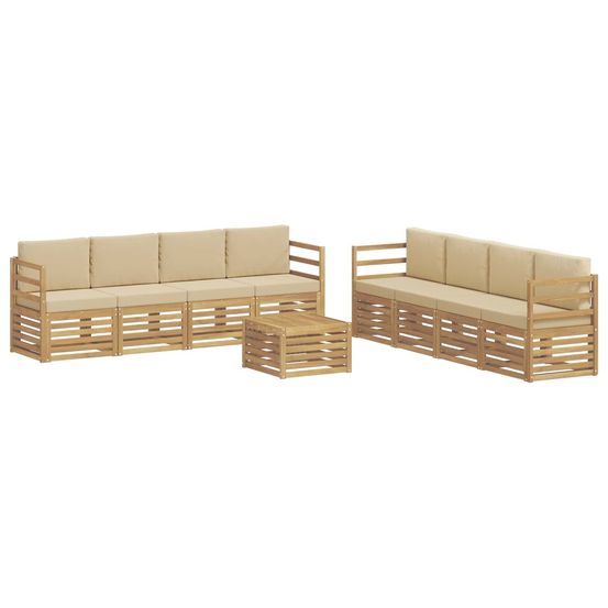Ensemble de canapés d'extérieur 9 pc blanc et beige polyester