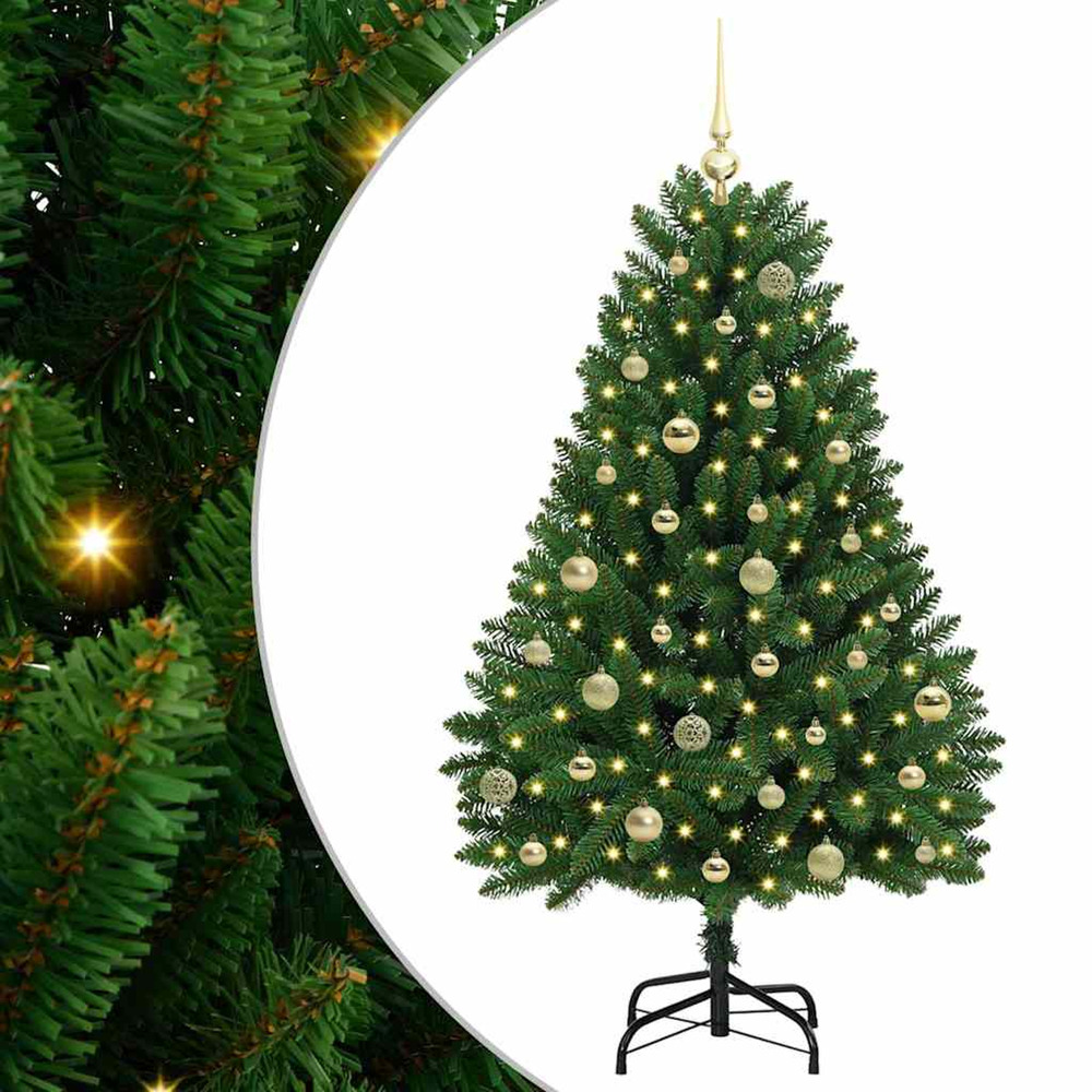 Sapin de noël artificiel avec 150 led vert 150 cm pvc et métal
