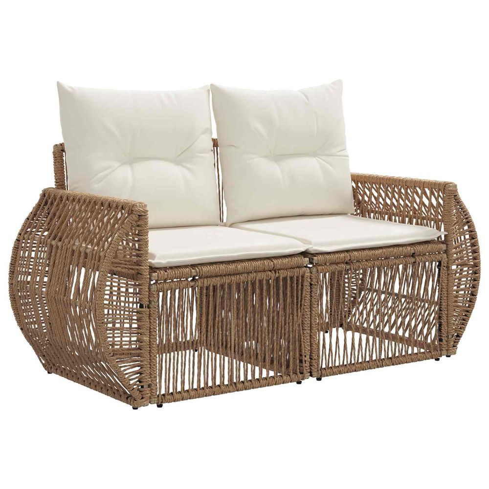 Canapé de jardin 2-nombre de places beige polyrotin