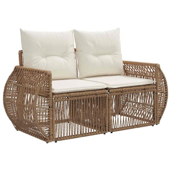 Canapé de jardin 2-nombre de places beige polyrotin