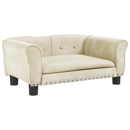 Lit pour chien panier canapé confortable 70 x 45 x 30 cm velours crème