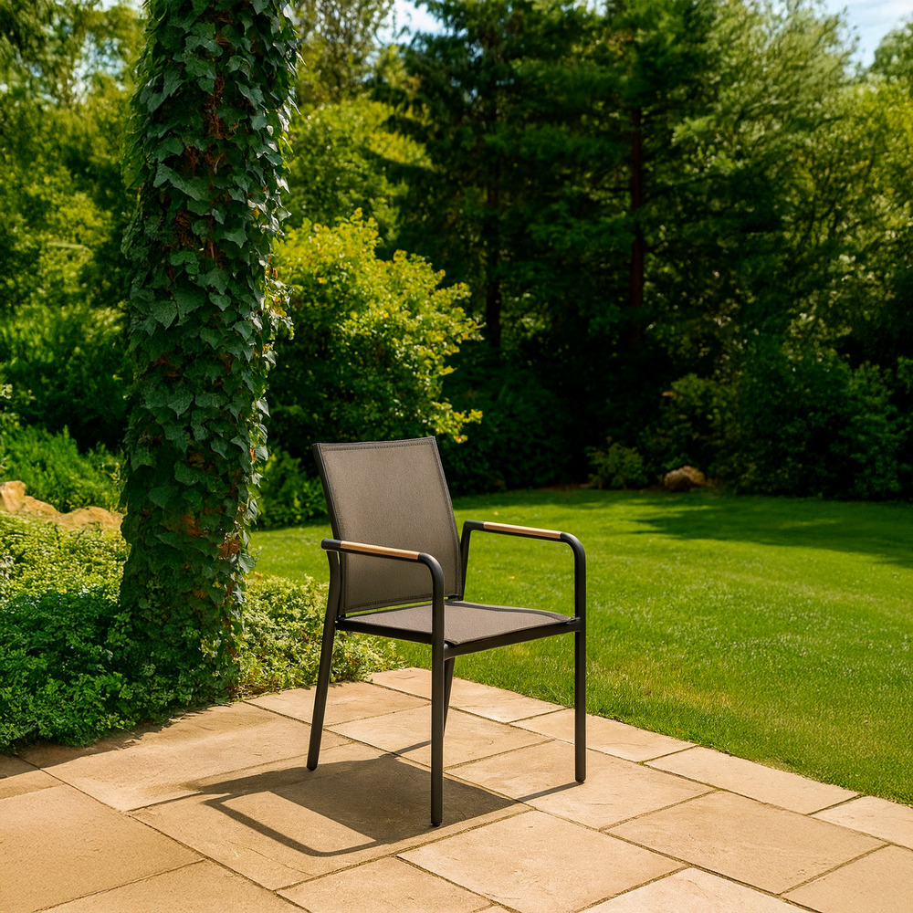 Chaise de jardin en aluminium et tissu coloris graphite design elegant