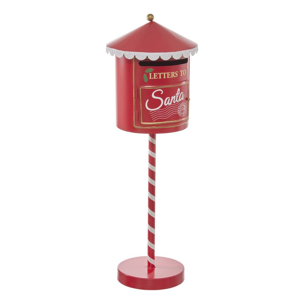Boîte aux lettres de noël en métal rouge h. 59 cm