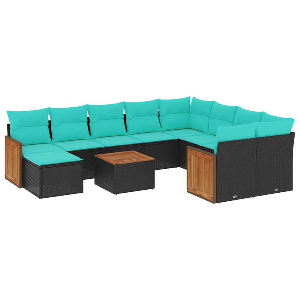 Ensemble de canapé de jardin 11 pcs avec coussins noir