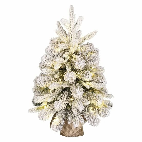 Black box trees sapin de noel artificiel grimshaw avec neige h60 x ø46 cm - arbre en sac en jute pour intérieur - 56 branches -