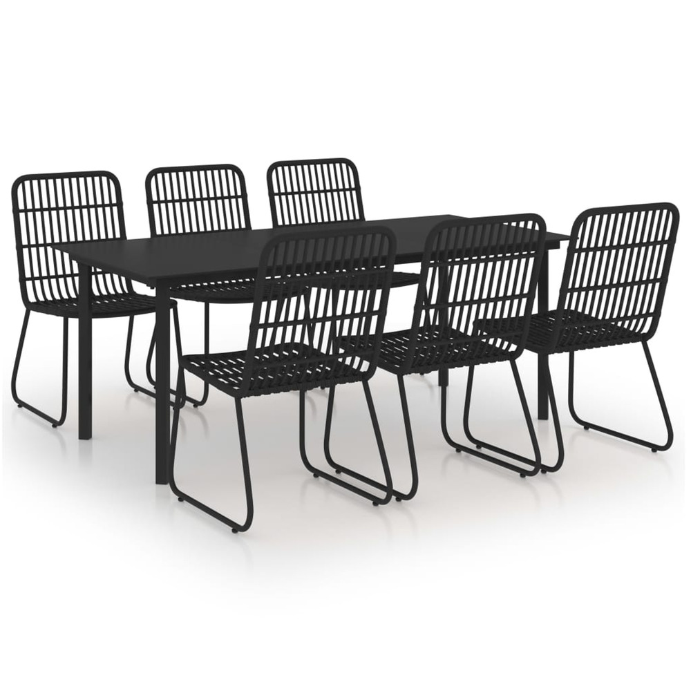 Ensemble à manger d'extérieur 7 pcs résine tressée et verre