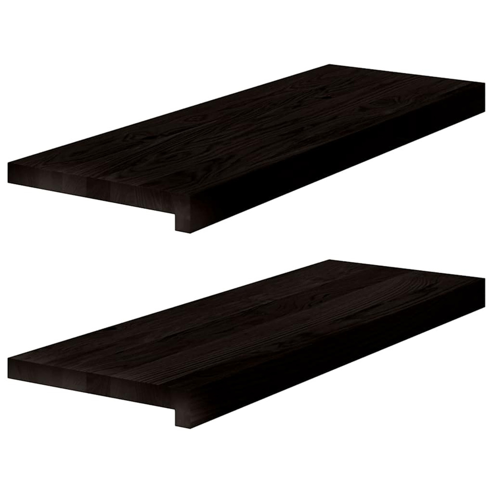 Marches d'escalier 2 pcs brun-noir 70x30x2 cm chêne massif