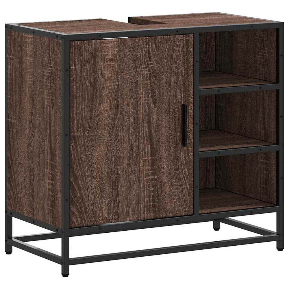 Armoire de lavabo de salle de bain chêne marron 65x33x60 cm