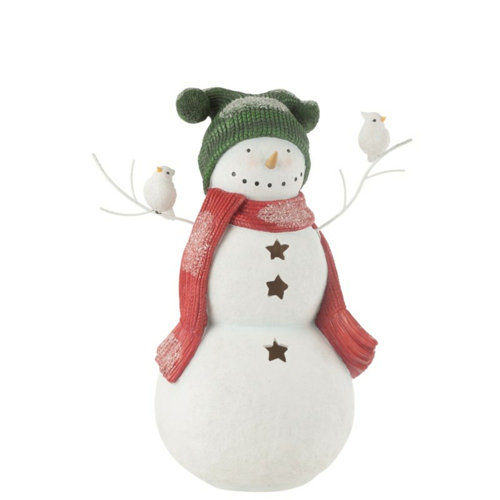 Bonhomme de neige en polyrésine multicouleur 43.5x26x50 cm