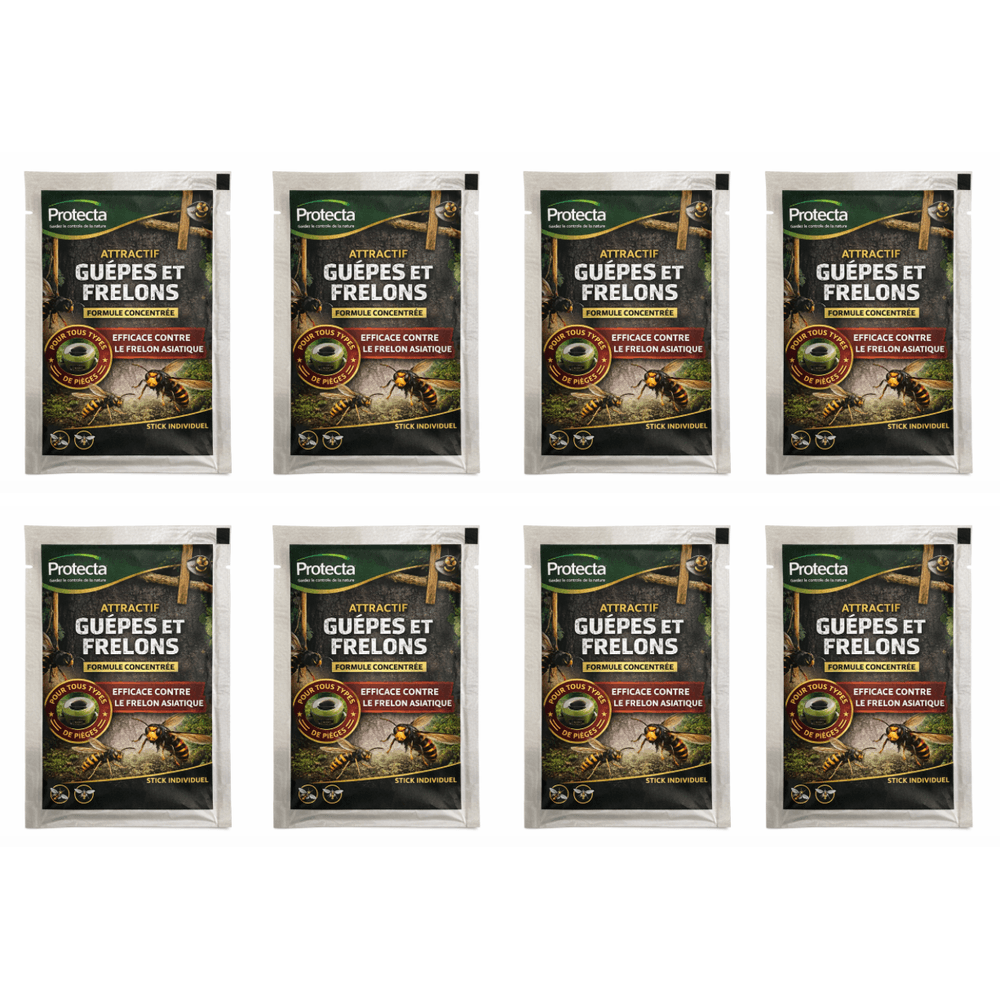 Lot de 8 stick attractif guêpes et frelons - 50 ml