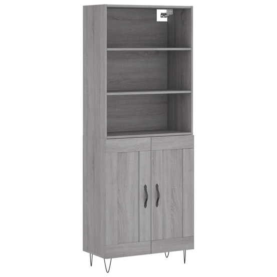 Buffet haut sonoma gris 69,5x34x180 cm bois d'ingénierie
