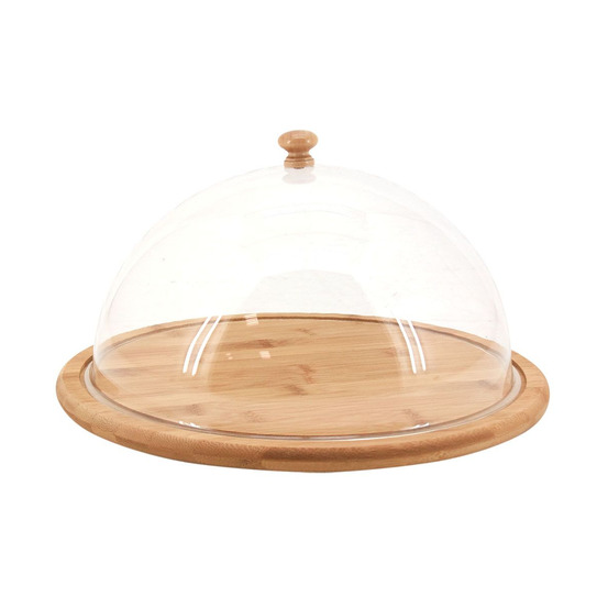 Plateau rond en bambou avec cloche