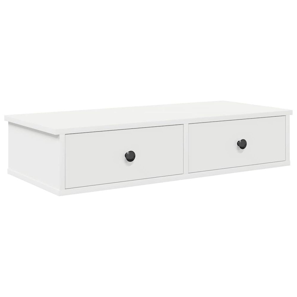 Étagère murale avec tiroirs blanc 80x34x17 cm bois d'ingénierie