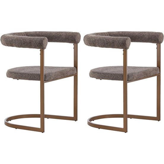 Chaise en tissu bouclette et acier marron morning (lot de 2)