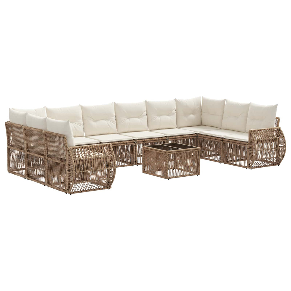 Ensemble de canapé de jardin 11 pcs beige et blanc crème
