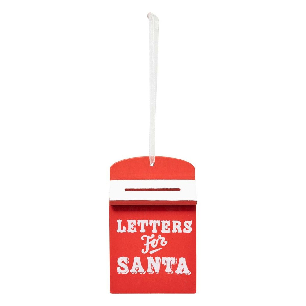 Sujet de noël boîte aux lettre en bois 9cm rouge