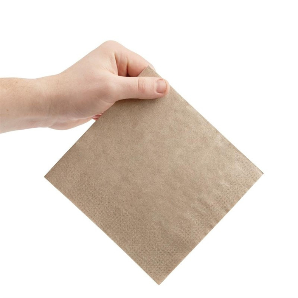 Serviettes snacking recyclées 2 plis pliage 1/4 recyclable 330 mm kraft - lot de 2000 - fiesta