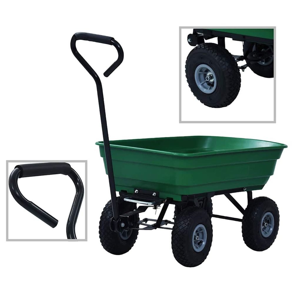 Chariot à main de jardin 300 kg 75 l vert
