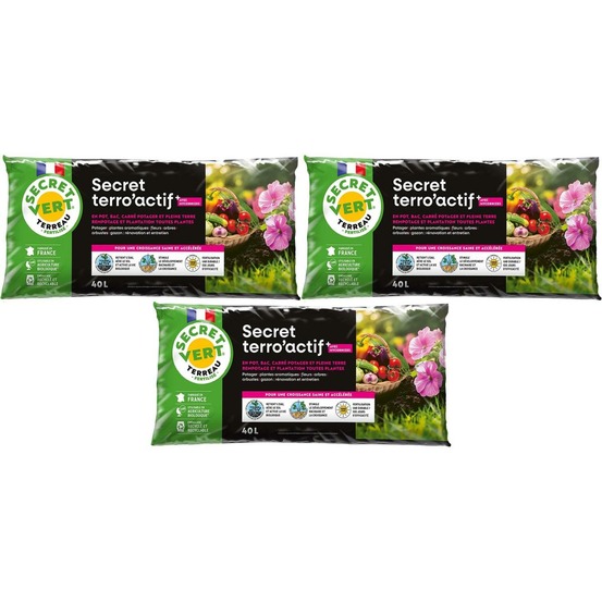 Terreau bio actif 40 litres lot de 3