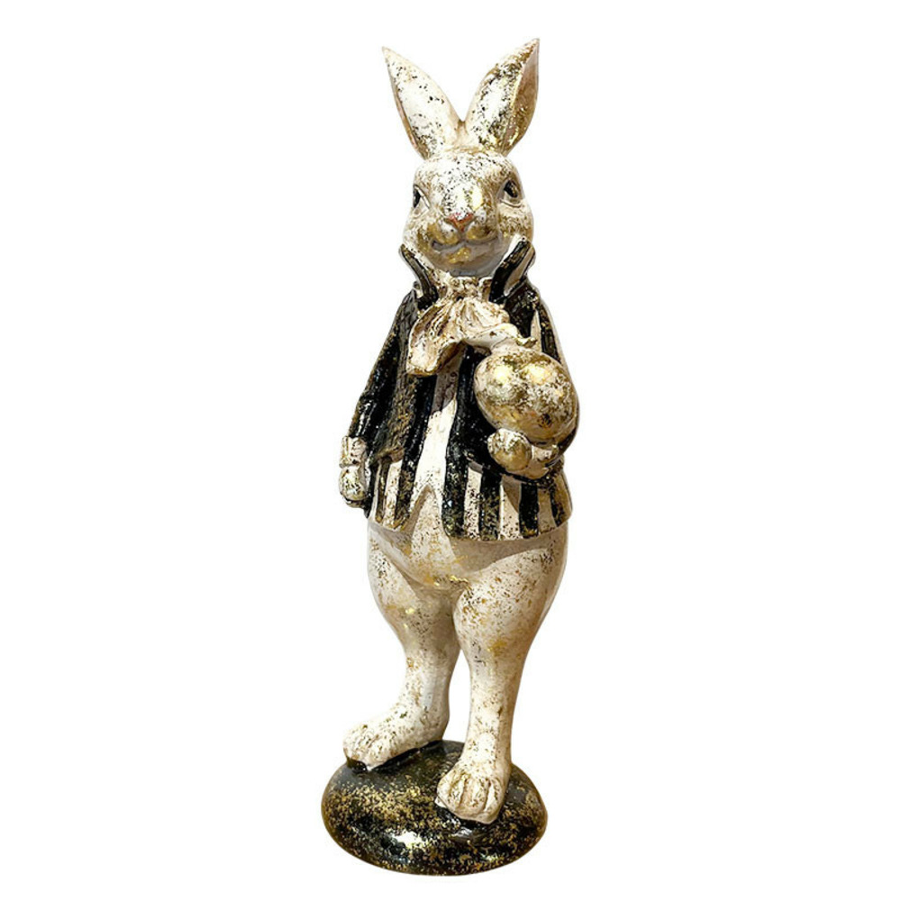 Figurine lapin résine beige 8x9x25cm