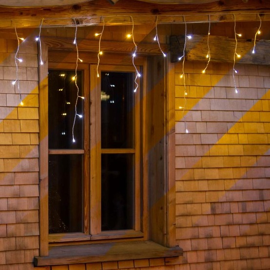 Guirlande stalactite 120 led à double puce ip44 4m + 500xh60cm