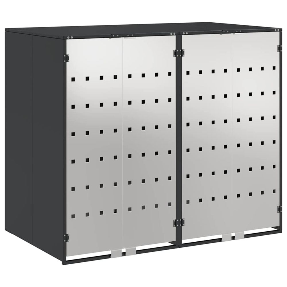 Rangement de poubelle à roulettes pour 3 poubelles anthracite