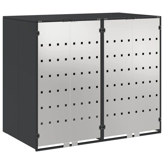 Rangement de poubelle à roulettes pour 3 poubelles anthracite